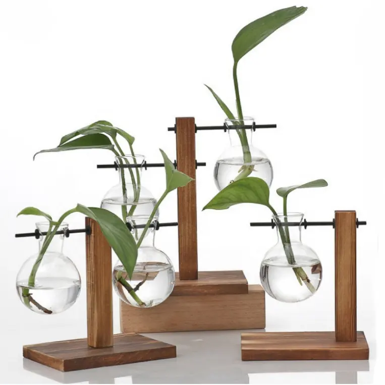 Simple Creative Wooden Frame home decor tabletop ornaments plant terrarium propagation station glass & crystal vases
