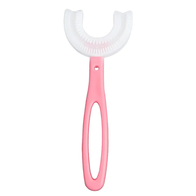 Super Soft Custom Logo Dental Care Silicon Children'S Tooth Brush 360 Kids U Shape Toothbrush Babi Silicon Brush With Case