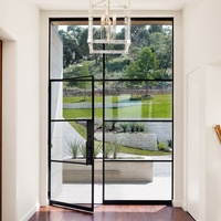 Puerta Francesa Moderna de Lujo Antirrobo para el Hogar, de Hierro Forjado y Acero, con Doble Arco Interior de Vidrio y Cerradura, para Balcón de Apartamento