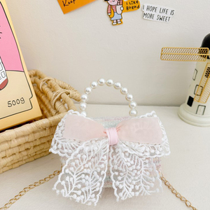 Pearl Chain Floral Mini Candy <b>Bag</b> For Kids Cute <b>Small</b> Shoulder Coin Purse Factory Wholesale - Product Image 1