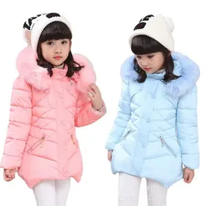 Sunny Baby Winter New Children's Clothing Girls Cotton-padded Jacket Korean Version Thick Mid-length Fur Collar Coat