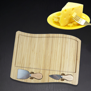 <span class=keywords><strong>2022</strong></span> nuevo diseño al por mayor Mini cuchillo de tabla de queso con forma de onda única tabla de cortar de queso de bambú Premium con rebanador - Product Image 2