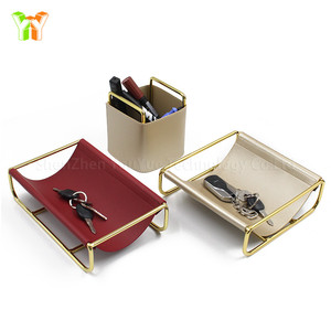 Modern <strong>Rectangular</strong> Home Storage <strong>Basket</strong> with Marker Pen Tool Case Metal Leather Brush Holder Packaging Boxes - Product Image 4