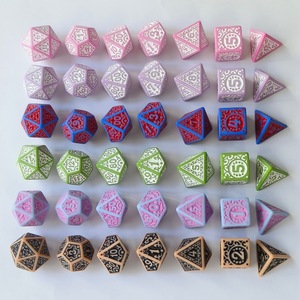 Logotipo personalizado, 1 pieza, dados poliédricos de acrílico Dnd, <span class=keywords><strong>dragones</strong></span> ecológicos, mazmorras, patrón Digital hueco, accesorios de tablero de juego tallados - Product Image 2