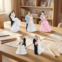 Figuras Coleccionables de Pareja en Miniatura, Suministros de Arte Chino, Figuras de Resina de Novios para Decoración de Micropaisajes