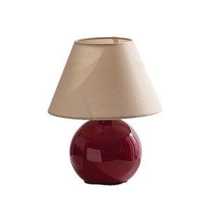 Lámpara de Mesa con Base de Cerámica Roja y Pantalla Beige, Bombilla LED E27, Diseño Simple para Sala de Estar, Dormitorio o Estudio - Product Image 5