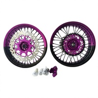 Ensemble de roues Supermoto de 17 pouces pour Honda CR CRF 2002-2024, jantes de course en alliage d'aluminium CNC bleu clair, en stock