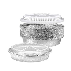 7/8/9inch Round Aluminum Foil Pans Disposable Containers with Straight Walls for Storing, Baking, Meal Prep & Reheating Freezer