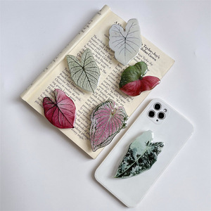 Soporte de Teléfono 3D con Diseño de Hoja Tropical Rara, Soporte Plegable para Celular con Forma de Planta Verde, Soporte de Dedo Bonito para Teléfono - Product Image 5