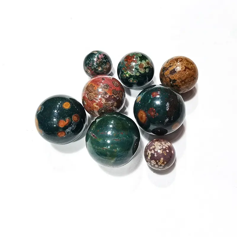 Groothandel Natuurlijke Kristallen Stenen Top Kwaliteit Ocean Jasper Kralen Kleurrijke Ocean Jasper Gepolijste Bollen Voor Sieraden Maken