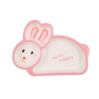 Assiette pour enfants en mélamine de qualité alimentaire, motif lapin rose mignon, sans goût, vaisselle pour enfants