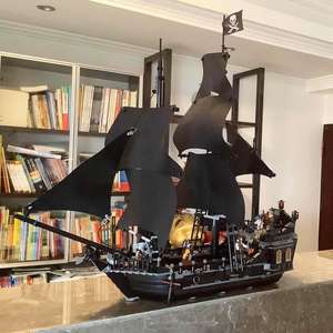 Modèle de bateau <span class=keywords><strong>pirate</strong></span> des Caraïbes en perles noires, jouet de construction en plastique ABS, bateau à voile, ensemble de briques de construction, cadeau du Nouvel An - Product Image 2