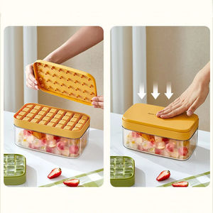 Moule à Glaçons Portable <span class=keywords><strong>avec</strong></span> <span class=keywords><strong>Couvercle</strong></span> Récipient <span class=keywords><strong>Bac</strong></span> pour Congélateur Faire de la Glace pour Boissons Froides Été - Product Image 2