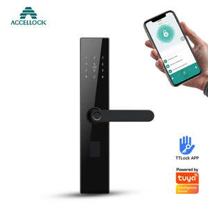 Serrure numérique intelligente WiFi Biométrique Empreinte digitale Mot de passe Application Tuya Sécurité domestique Cloud Porte en bois Alliage d'aluminium Clé - Product Image 3