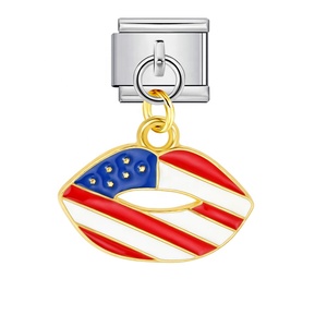 Abalorios colgantes de acero inoxidable de 9 mm con diseño de bandera estadounidense patriótica, estilo italiano, para pulseras, joyería de moda para el Día de la Independencia - Product Image 6