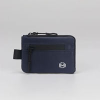 Porte-cartes personnalisé anti-RFID en cuir synthétique, mini portefeuille à fermeture éclair, doublure polyester, multi-poches, fabrication en usine