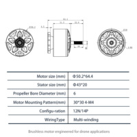 Upgrade-Kit 4320 300KV 6S~12S Hochdrehmoment Metall-Brushless-Motor für Pflanzenschutz-Landwirtschaftsdrohnen 18~20 Zoll UAV-Ersatzteile