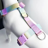 Nouvel ensemble de harnais, laisse et collier tactique de luxe personnalisé pour chien, en nylon dégradé, réglable, avec boucle métallique et rembourrage doux, pour lapins