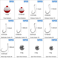 Kit de pêche 186 pièces avec boîte à accessoires, hameçons, flotteurs, plombs et porte-appâts Octopus pour la truite, le poisson-chat, le panfish, le bar, pour débutants