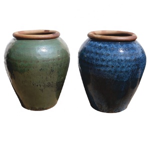 Pots à <span class=keywords><strong>plantes</strong></span> émaillés, pots à <span class=keywords><strong>fleurs</strong></span> durables <span class=keywords><strong>et</strong></span> bien construits, pots en céramique <span class=keywords><strong>de</strong></span> deux tailles pour <span class=keywords><strong>plantes</strong></span> vertes d'extérieur - Product Image 1