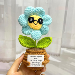 <span class=keywords><strong>Handmade</strong></span> Crochet hoa cảm xúc thực vật tích cực Crochet chậu mới Cảm ơn bạn quà tặng cho phụ nữ Ông Chủ Đồng Nghiệp Quản Lý y tá mẹ - Product Image 4
