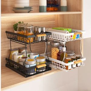 Organisateur de cuisine coulissant à 2 niveaux en métal pour sous-évier, vente en gros sur mesure - Product Image 4