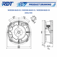 Ventilateur axial AC 230V W2E208-BA20-01/51/53 87W 2750RPM 815m3/h pour système de refroidissement et dissipation de chaleur des machines industrielles