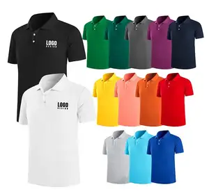 Penjualan terlaris kaus golf kaus Polo kaus polo kustom katun pria dengan logo bordir