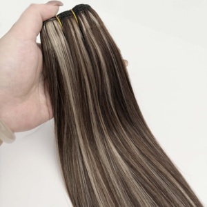Wholesale Virgin Hair Manufacturers <b>Cheap</b> Natural Straight Blackdark Brownlight Brown Thick Machine Weft Hair <b>Extension</b> - Product Image 1