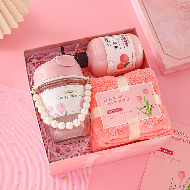 [Pink] Pearl Cup + soap + towel