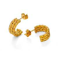 Boucles d'oreilles tendance en acier inoxydable style Instagram européen et américain pour femmes, clous en titane plaqué or en forme de C avec empiècements