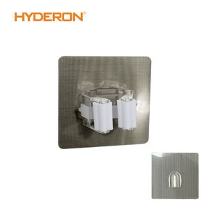Hyderon <b>Mop</b> Holder <b>Wall</b> Mounted Metal Bracket With Plastic Clips For Bathroom And Toilet - Product Image 1