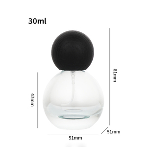 Flacon de parfum en verre transparent rond de haute qualité avec pulvérisateur à chaud de 30 ml, 50 ml, 100 ml et bouchons en <span class=keywords><strong>bois</strong></span> de forme originale - Product Image 5