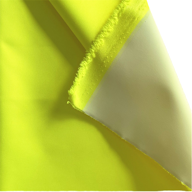 100% Polyester Twill Gabardine Fabric White PU Coating Water Resistant Fluorescent Color Eco-Friendly Work Wear Uniform Girls