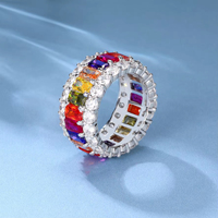 Hete aanbieding: messingkleurige regenboog zirkonia verlovingsringen voor dames, geschikt als cadeau voor een feestje