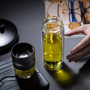 Taza de Té de 500 ml con Separador, Personalizable, de Vidrio Borosilicato Reutilizable de Doble Pared, Botella de Agua con Infusor de Té y Tapa - Product Image 4