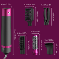 Brosse Soufflante Chauffante Professionnelle 5-en-1 pour Coiffure Volumisante – Sèche-Cheveux Électrique Portable Multi-Styler pour Femme