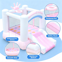 Castillo Inflable para Fiestas de Cumpleaños Infantiles, Brincolín con Decoración de Globos, Brincolín Comercial para Jardín Exterior