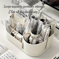 Cosmétiques boîte de rangement commode bureau grande capacité porte-stylo rotatif maquillage brosse ombre à paupières rouge à lèvres support dossier en plastique