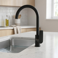 Robinet de cuisine moderne en laiton à poignée unique avec cartouche céramique, design rotatif, à poser sur comptoir