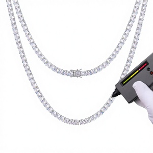 Fine Jewelry Hip Hop Gold Plated 925 Sterling Silver VVS Moissanite Classic Tennis Chain <b>Necklace</b> for Unisex - Product Image 2