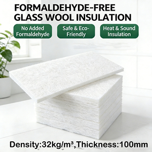 Panneau de laine de verre sans formaldéhyde 32100, 100 mm, 32 kg/m, Lambda 0,035, R2,8, Euroclasse A1, écologique, absorption acoustique NRC 0,95 - Product Image 1