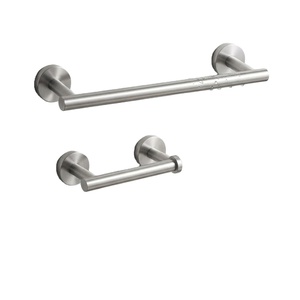 Porte-serviettes mural en acier inoxydable, finition brossée, design minimaliste, 2 barres, ensemble de porte-serviettes fixe pour salle de bain - Product Image 1