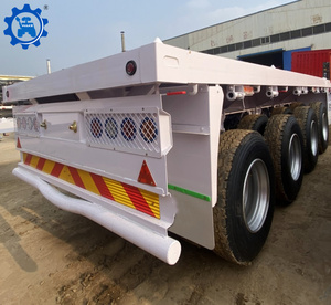 รถพ่วงพื้นเรียบแบบกำหนดเองได้ 3 เพลา 4 เพลา สำหรับตู้คอนเทนเนอร์ขนาด 40 ฟุต - Product Image 6