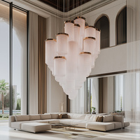Lustre en verre à plusieurs cylindres, grand luminaire suspendu personnalisé pour villa, plafond haut, hall d'hôtel