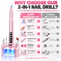 Nouvelle conception, perceuse à ongles 2 en 1, lampe de séchage UV, base rechargeable, outil de manucure électrique avec embouts, service OEM