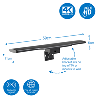 Antenne TV murale Antuko pour intérieur, HDTV 4K 1080P, pour la réception des signaux de télévision numérique