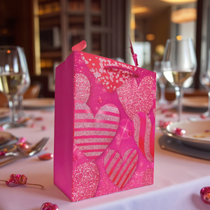 Saint Valentin Amant Amour Carte Blanche Poudre Saupoudrage Sac Cadeau Tableau Ivoire avec Impression Numérique Laminage Ruban Accessorisé - Product Image 4