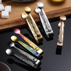 Pince à glace vintage en acier inoxydable Syh1213 pour cuisine, outils de bar au design artisanal avec clip de service en métal floral pour aliments – Vente en gros - Product Image 3