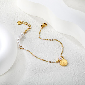 Pulsera de cadena chapada en oro de estilo europeo con dijes de bolas para mujer, regalo de joyería - Product Image 2